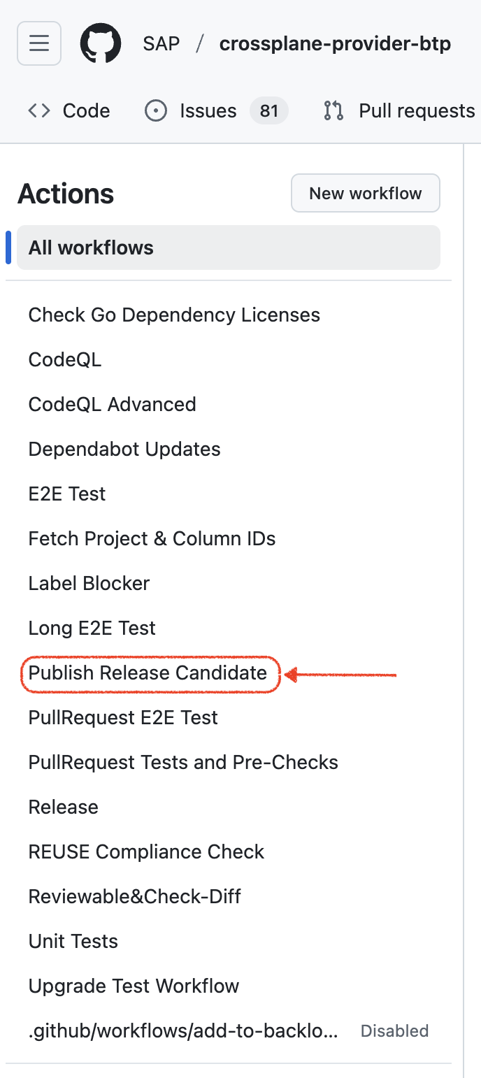 Select Publish Release Candidate