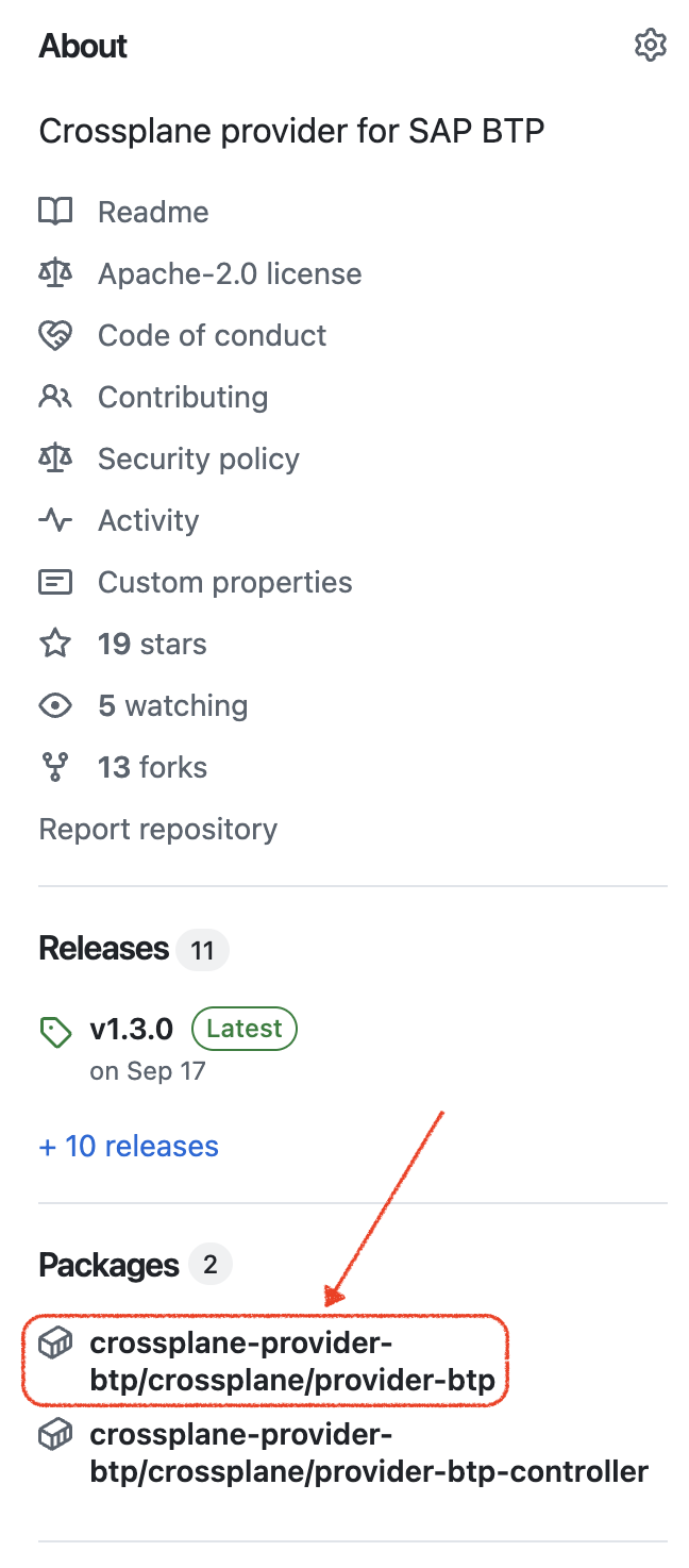 Select crossplane-provider-<name>