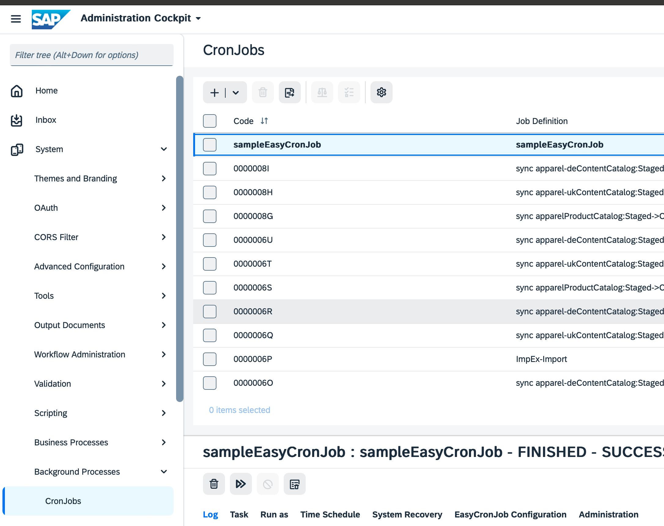 EasyCronJob backoffice standard