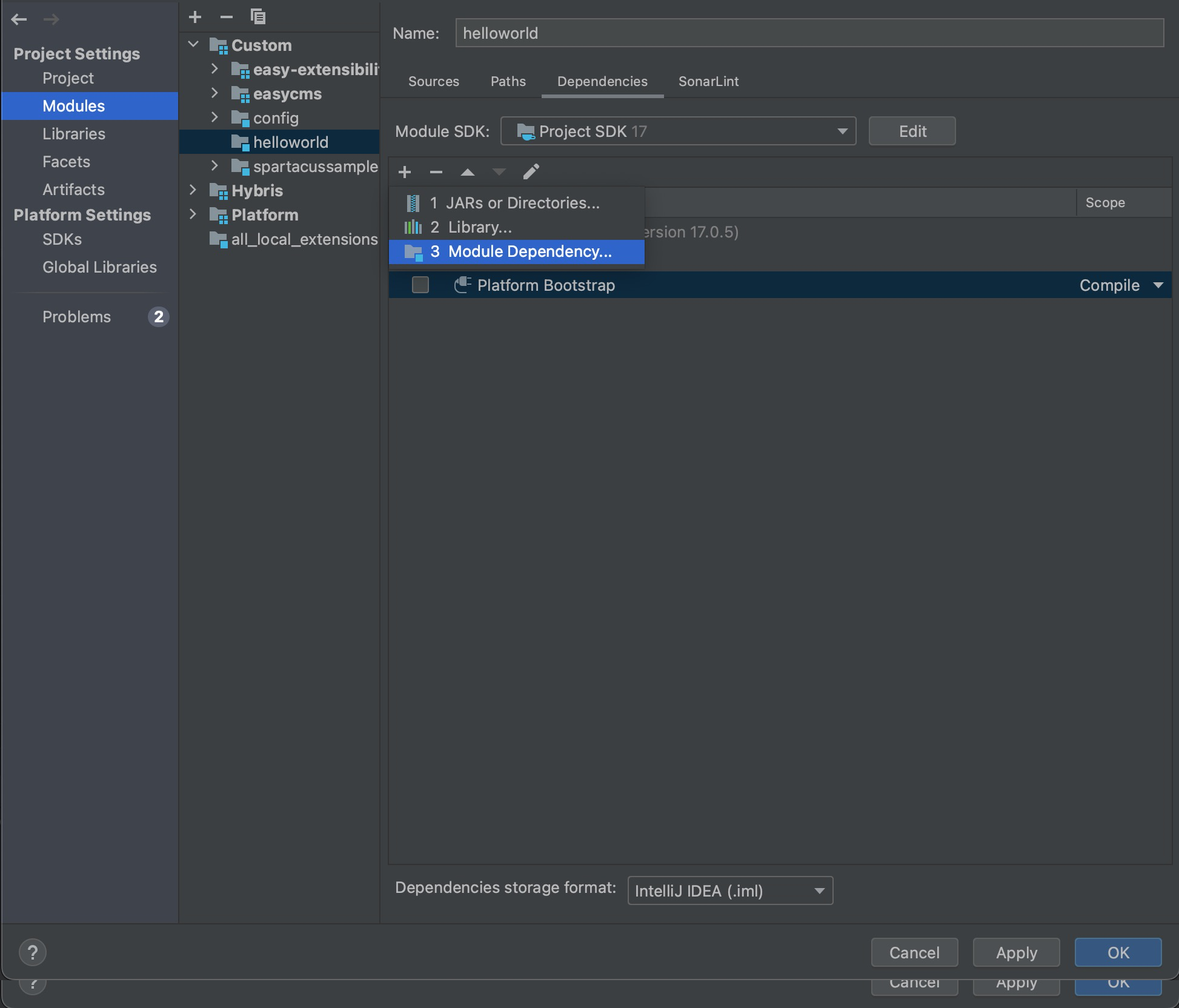 Module dependencies