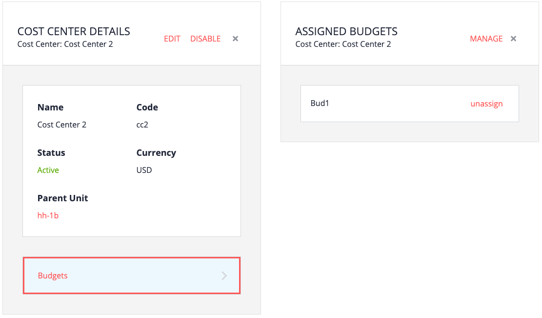 Assigning a Budget to a Cost Center