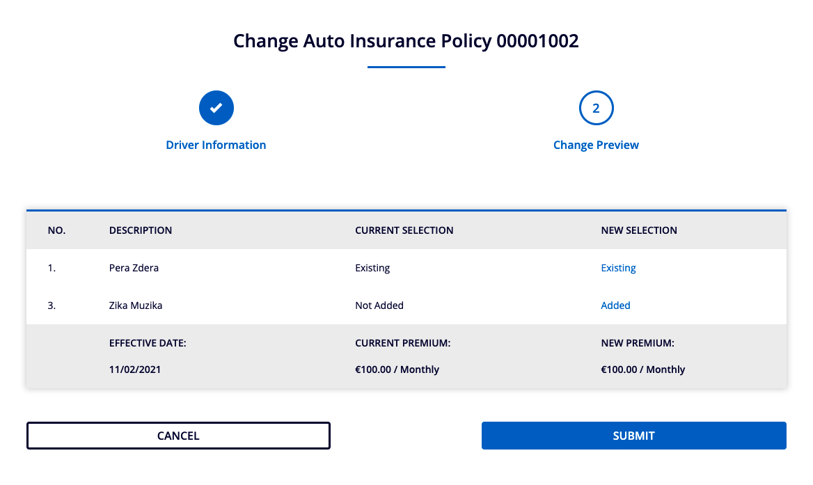 Policy details page