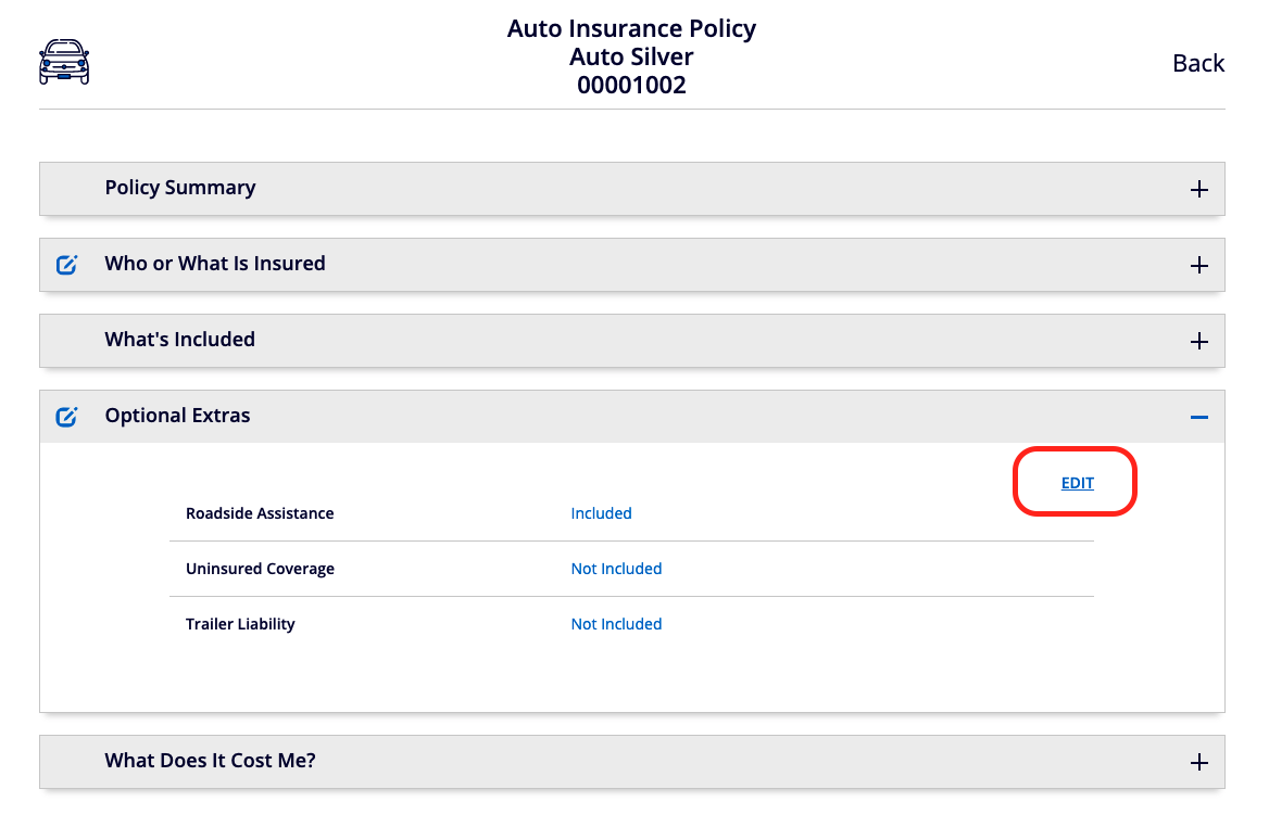 Policy details page