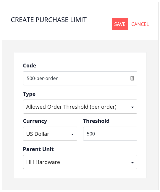 Creating a Purchase Limit