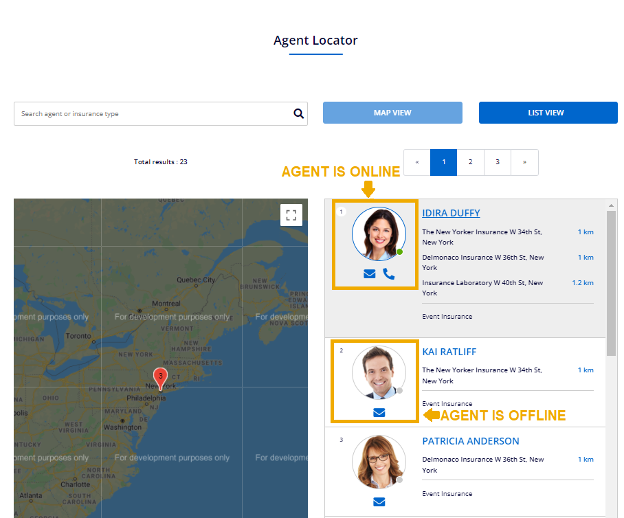Agent Availability on the Map View