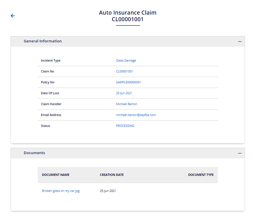 Claims Details page without integrations