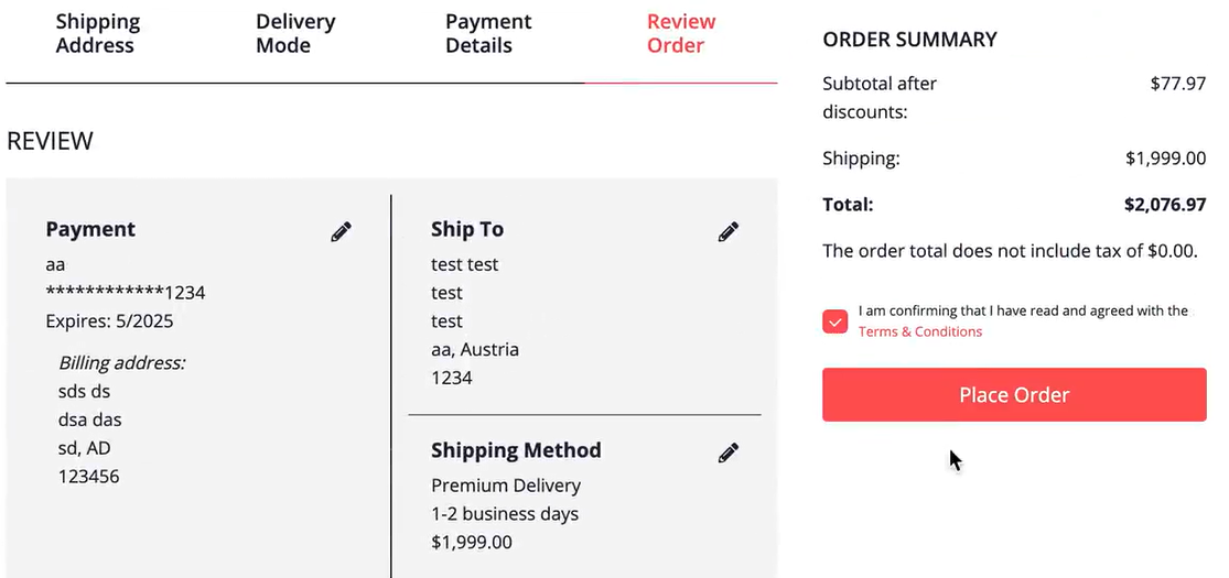 Review and Place Order
