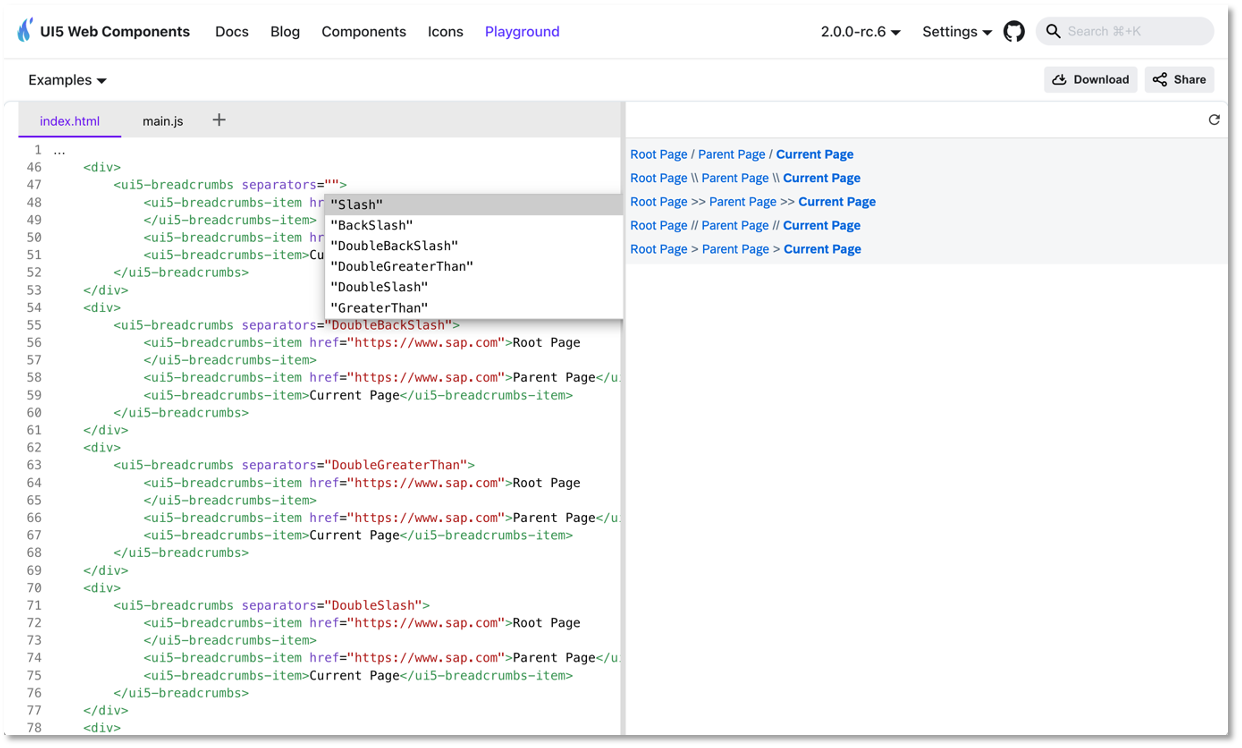 UI5 Web Components 2.0 full-screen playground